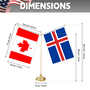 Drapeau de table <span class=keywords><strong>en</strong></span> forme de Y avec base <span class=keywords><strong>en</strong></span> métal pour décorations de mini-drapeaux personnalisables (drapeaux du Canada et d'<span class=keywords><strong>Islande</strong></span>) - Product Image 2