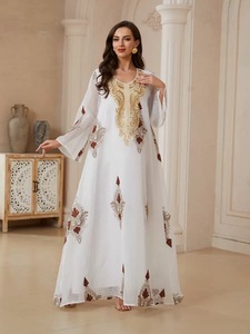 Robe Abaya de Luxe Vintage en Polyester pour Femmes Musulmanes, Antistatique, <span class=keywords><strong>Printemps</strong></span>, Élégante, Broderie de Paillettes, Maille, Mariage, Soirée, Fête - Product Image 4