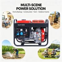 Générateur diesel portable à châssis ouvert Durabler, 220V monophasé, refroidi par air, groupe électrogène d'urgence pour usage domestique, construction et agriculture