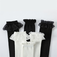 Vente en gros de chaussettes respirantes en coton et dentelle printemps et automne pour enfants chaussettes mignonnes pour filles, blanches et noires, princesses et bébés