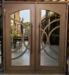 <span class=keywords><strong>Handong</strong></span> Upplier Precio de Francés Exterior Vidrio Metal Security Teel Hierro Forjado Doble Puerta de Entrada Frontal Rotura Térmica - Product Image 3