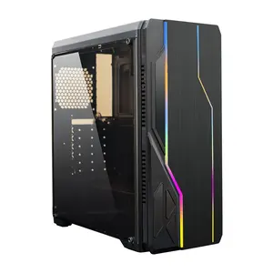 Atx-chasis de Pc con ventilador Led Argb, carcasa colorida refrigerada Horizontal para Cpu, a prueba de polvo, para juegos de ordenador de escritorio