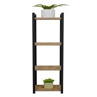 Étagère à plantes en métal moderne, écologique et durable à 4 niveaux pour patio et balcon intérieurs