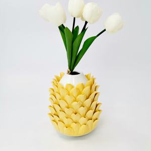 Vase en céramique nordique haut degré fait à la main, feuilles 3D brillantes, Vase contemporain pour la décoration de la maison, fleur de luxe, mariage personnalisé, 8 pouces - Product Image 6