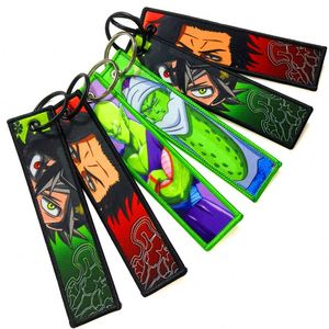 Cheap <b>Custom</b> Fashion Sublimation Printed Keytag Woven Logo Flight Fabric Jet Tag Car Anime Keychain - Product Image 1