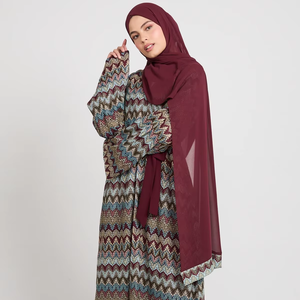 Abaya Islámica Abierta para Mujer, Diseño Personalizado LEDUO, Popular, de Lujo, con Patrón Geométrico - Product Image 1