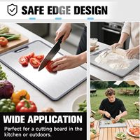 Planche à découper double face en titane pour la viande, les fruits, le fromage, durable, antibactérienne, en acier inoxydable, pour la cuisine