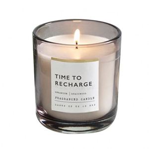 Time to Recharge Scented <b>Candle</b> in Glass Jar Woody Geranium <b>Sandalwood</b> Aroma Aromatherapy Home Decor Long Lasting Burn - Product Image 1