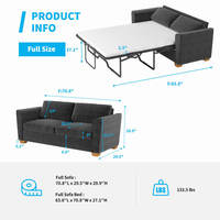 Canapé-lit pliable 2 places multifonctionnel intégré pour salon avec matelas et housse amovible lavable
