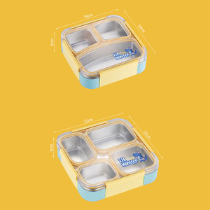 Leakproof vuông trẻ em Bento hộp thép không gỉ bên trong <span class=keywords><strong>Container</strong></span> với ngăn ăn trưa <span class=keywords><strong>container</strong></span> cho mầm non và du lịch - Product Image 5
