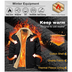 Người Đàn Ông Của Mùa Đông Áo Khoác Dày Nhiệt Ấm Lông Cừu Lót Áo Trucker Ve Áo Làm Việc Hàng Hóa Áo Khoác Cho Nam Giới - Product Image 6