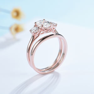 Kuololit HK 585 10K 14K Rose Gold <b>Set</b> <b>Rings</b> <b>Set</b> For Women 1.5CT Oval Moissanite Luxury <b>Ring</b> for Engagement Anniversary Wedding - Product Image 3