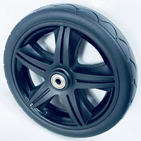 Roue de fauteuil roulant de 8 pouces, roue en plastique avec pneu en PU, roue pour équipement médical, capacité de charge de 35-40 kg, dureté du pneu 70-75A