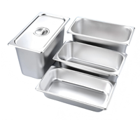 Conteneurs de stockage alimentaire empilables de toutes tailles en acier inoxydable, bacs GN commerciaux 1/3 pour aliments chauds