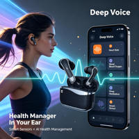 Écouteurs sans fil à traduction instantanée IA en temps réel Deep Voice App, mini-casque pour sommeil et enregistrement de réunions