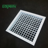 Grille d'aération carrée en alliage d'aluminium à double déflection et simple couche pour systèmes CVC, au design moderne