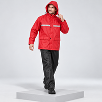 Combinaison de pluie imperméable rouge avec capuche et pantalon noir pour moto, cyclisme, trajets quotidiens, travail en extérieur, vêtements de pluie personnalisés pour adultes