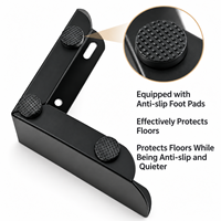 Pieds de meubles en forme de L de 55 mm, angle droit, en fer noir mat avec patins pour canapé, armoire, chaise et table, installation facile