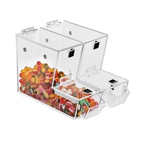 Stackable Mini Candy Topping Dispenser, 11" x 4" x 7" Acrylic Candy Bin, Bulk Candy Bin with Magnetic Hinged Door