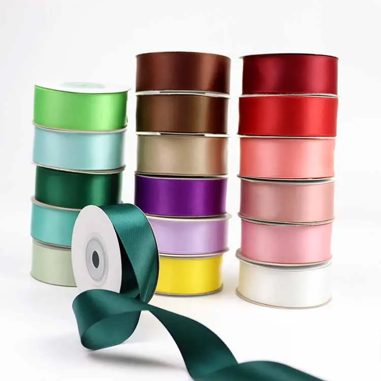 Đồng bằng satin Ribbon nhà sản xuất tùy chỉnh rPet sinh thái thân thiện Grs giấy chứng nhận tái chế Polyester Băng đôi mặt tùy chỉnh 3mm-100mm