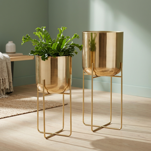 Maceta Moderna de Latón con Soporte, Diseño Minimalista, Acabado Dorado, para Decoración del Hogar - Product Image 2