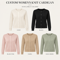 Cardigan en tricot personnalisé pour femme, col rond, boutonné, manches longues, en mélange de laine unie, pour tenue décontractée quotidienne