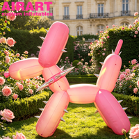 Chien gonflable rose personnalisable, robot chien gonflable lumineux, chien gonflable rose