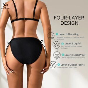 Bragas menstruales de 4 capas para mujer, traje de baño con cordones, Bikini, ropa interior menstrual a prueba de fugas, bragas menstruales de absorción rápida - Product Image 3