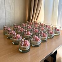 Bougies fantaisie personnalisées en verre à fond haut, motif ours en peluche mignon, avec plantes succulentes multicolores, idéales comme cadeau