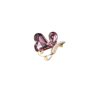 Heart Cut Crystal Butterfly Brooch <b>Gold</b> Plated Women's Fashion Accessory Gift - Product Image 1