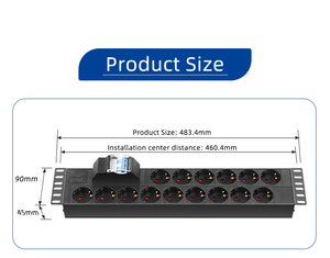Cơ bản PDU ổ cắm 19 "* 2U 16A 15x Đức cửa hàng 2P mạch bảo vệ phá vỡ 3-core 1. 5mm2*2m cáp với VDE chứng nhận - Product Image 3