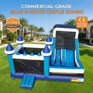 Château Gonflable Commercial en PVC Bleu Personnalisé avec Toboggan, Combiné Maison <span class=keywords><strong>de</strong></span> Rebond Sauteur pour Enfants - Product Image 1