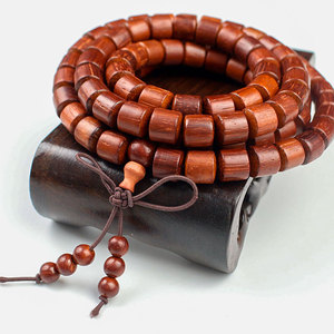 Pulsera de palisandro con 108 cuentas de barril, joyería budista unisex para regalo - Product Image 1