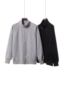 Fabricantes de ropa personalizados 350g Color sólido cuello levantado cárdigan abierto otoño moda Simple ocio <span class=keywords><strong>doble</strong></span> cremallera Sudadera con capucha - Product Image 5