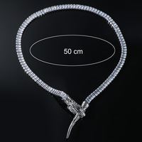 Collier court en laiton unisexe style hip-hop punk avec zircon en forme de serpent, bijoux de mode