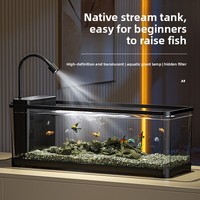 Aquarium de bureau robuste en acrylique avec un design de style ruisseau écologique pour petits et moyens poissons