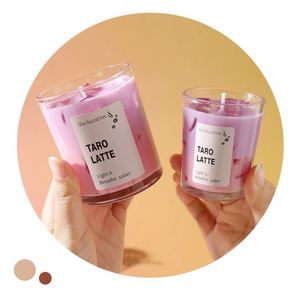 Bougie parfumée au thé au lait glacé, fraise et matcha, décoration d'intérieur - Product Image 2