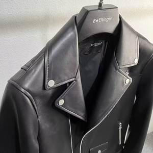 Trendy Brand Cool High-End Pilot PU <strong>Leather</strong> <strong>Jacket</strong> Coat American Street Style Loose Design Zipper for Winter Motorcycle Riding - Product Image 4