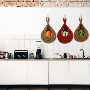 <span class=keywords><strong>Panier</strong></span> de <span class=keywords><strong>fruits</strong></span> suspendu en forme de larme Boho <span class=keywords><strong>panier</strong></span> de corde de coton tissé à la main - Product Image 6