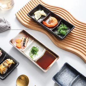 Plato Japonés para Sushi con División para Salsa y Vinagre, Plato de Cerámica para Snacks y Ensaladas para Restaurante - Product Image 3
