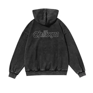 Toptan Vintage yıkanmış Hoodie batik 3d baskı asit yıkama Hoodie ağır pamuk boy erkek Hoodies