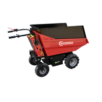 Mini-dumper hydraulique électrique KNDMAX ED500H avec plateau d'extension, moteurs CC sans balais 1000W, alimenté par batterie au plomb-acide