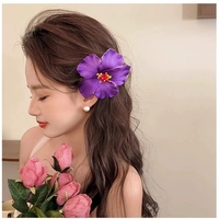 Pinces à cheveux fleur hawaïenne Plumeria Hibiscus Barrettes à cheveux pinces Boho artificielles accessoires de cheveux pour les vacances fête à la plage