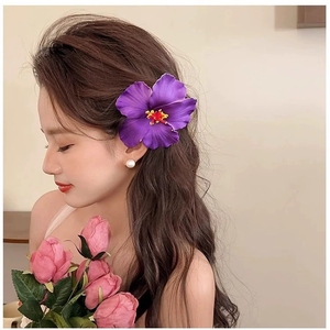 Pinzas para el pelo de flores hawaianas Plumeria Hibiscus, pasadores para el pelo, pinzas bohemias artificiales, accesorios para el cabello para vacaciones, Fiesta en la playa - Product Image 5