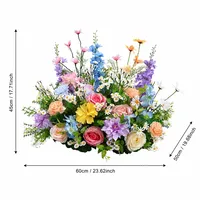Décoration florale artificielle personnalisée en rangée de roses, pivoines et delphiniums pour scène de mariage, allée, toile de fond et centre de table