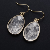 Neueste Luxuriöse Vergoldete Natürliche Klare Quarz-Lapis-Jaspis Boho Vintage Tropfenförmige Unisex Jubiläums-Ohrringe