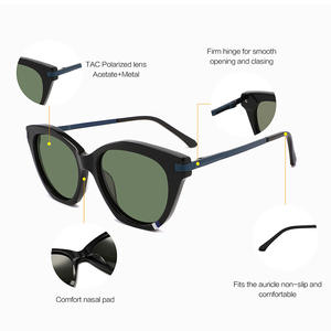 Lunettes de soleil Conchen Cat Eye en acétate, monture noire, verres TAC, protection UV400, unisexe, lunettes de soleil tendance - Product Image 3