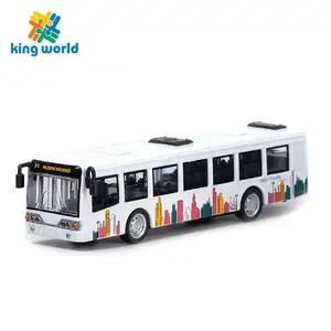 Vente en gros personnalisé 3 portes ouvrantes échelle 1/32 métal moulé sous pression ville rouge modèle de bus retirer jouet grand bus avec musique et lumière