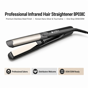 Lisseur de <span class=keywords><strong>cheveux</strong></span> en plastique infrarouge PTC avec affichage LED de la température (160-230), double tension, portable, logo personnalisé, usage domestique - Product Image 1