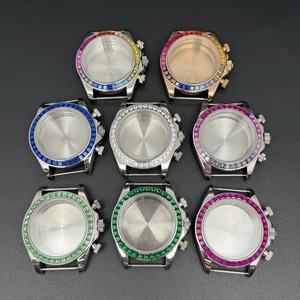 Caja de Reloj VK63 Mod de Acero con Bisel de Cristal de Piedra, Caja de Reloj Cronógrafo de Cuarzo Multicolor de 39MM - Product Image 1